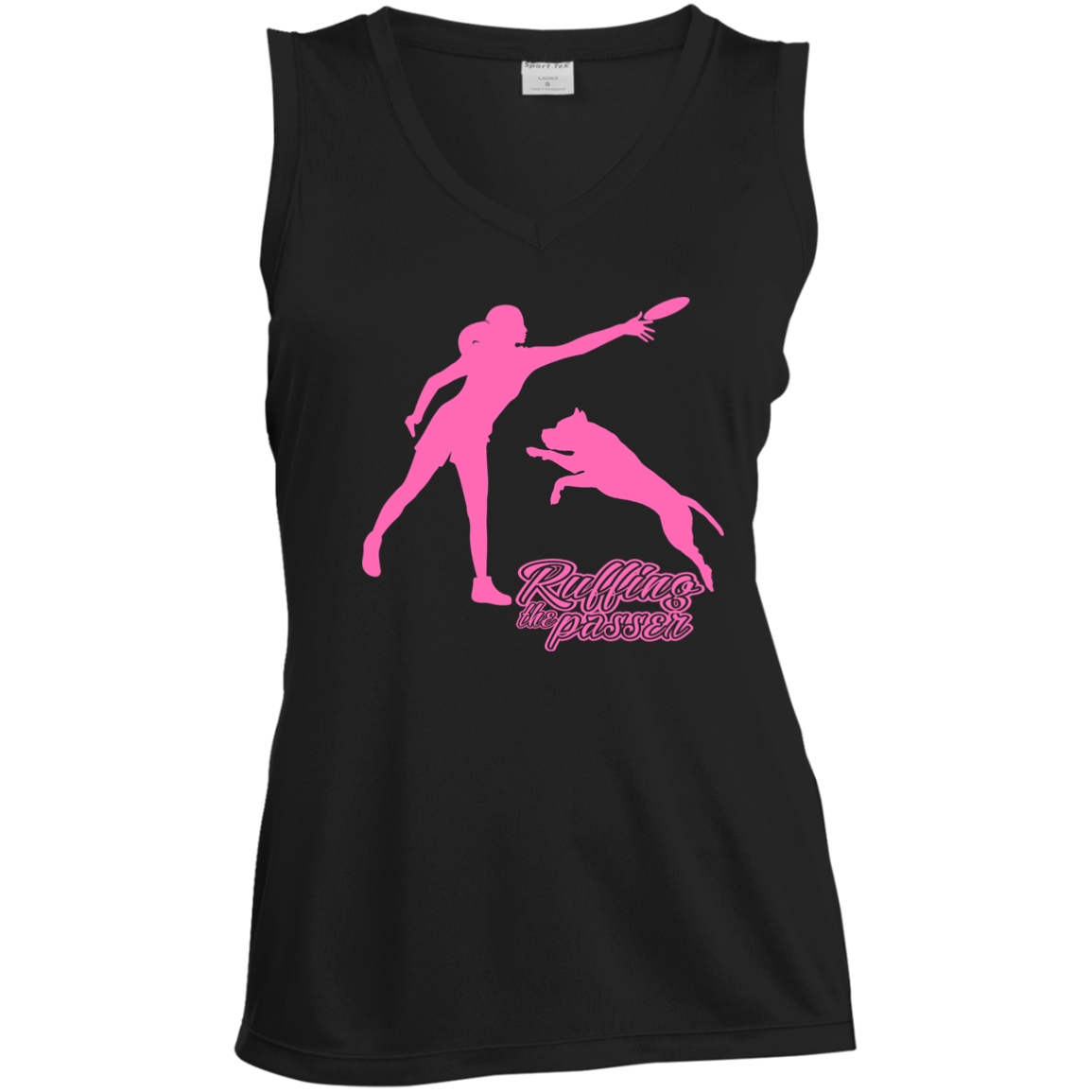 ArtichokeUSA Custom Design. Ruffing the Passer. Pitbull Edition. Female Version. Ladies' Sleeveless V-Neck