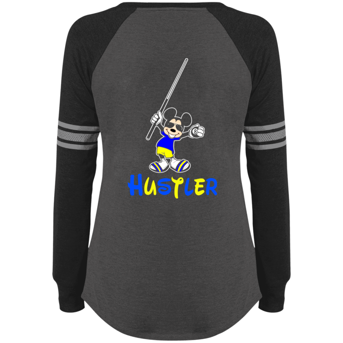 The GHOATS Custom Design #20. Look at the back. Hustle Mouse. Mickey Mouse Fan Art. Ladies' Sports Team Style V-Neck Long Sleeve