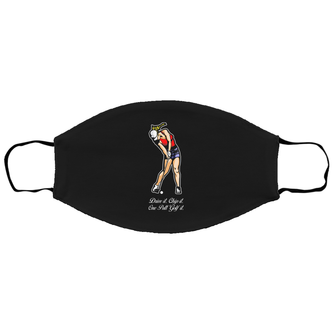 OPG Custom Design #9. Drive it. Chip it. One Putt Golf it. Sm/Med Face Mask