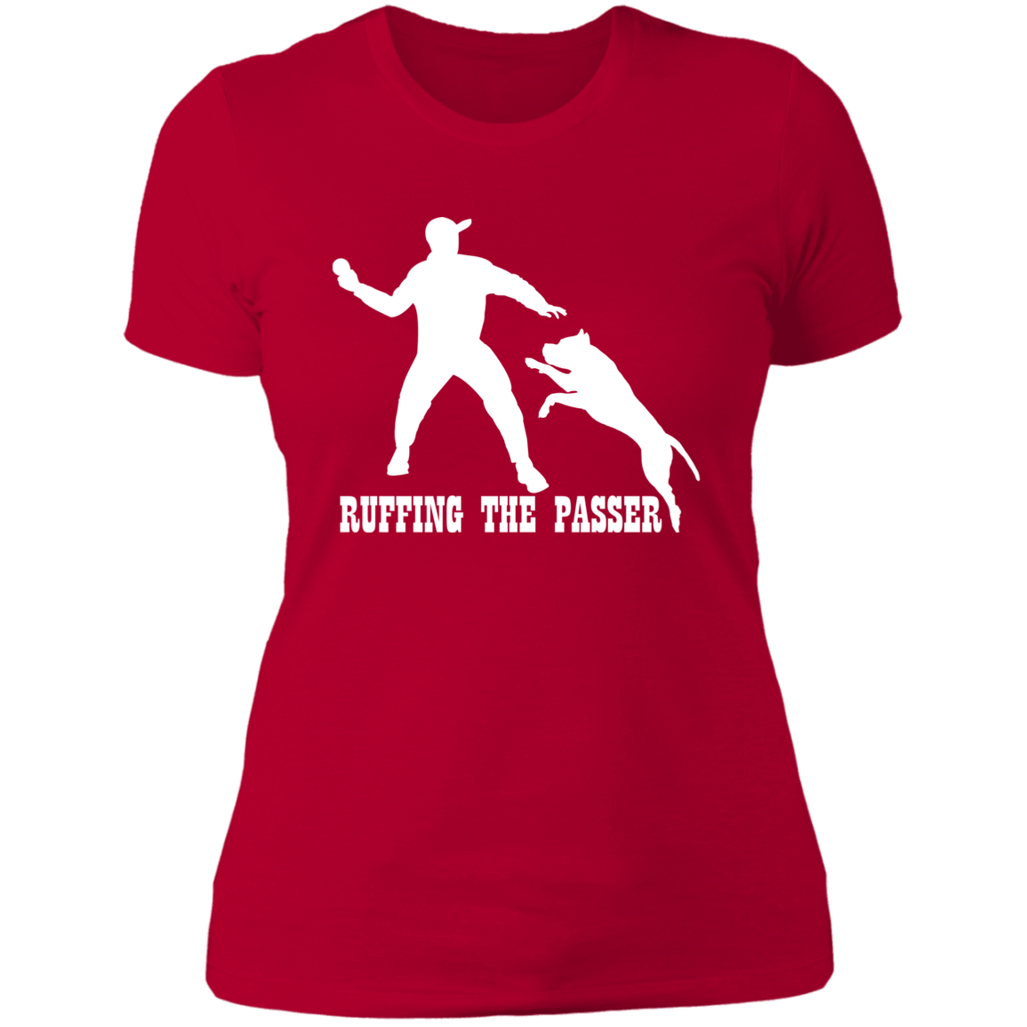 ArtichokeUSA Custom Design. Ruffing the Passer. Pitbull Edition. Male Version. Ladies' Boyfriend T-Shirt