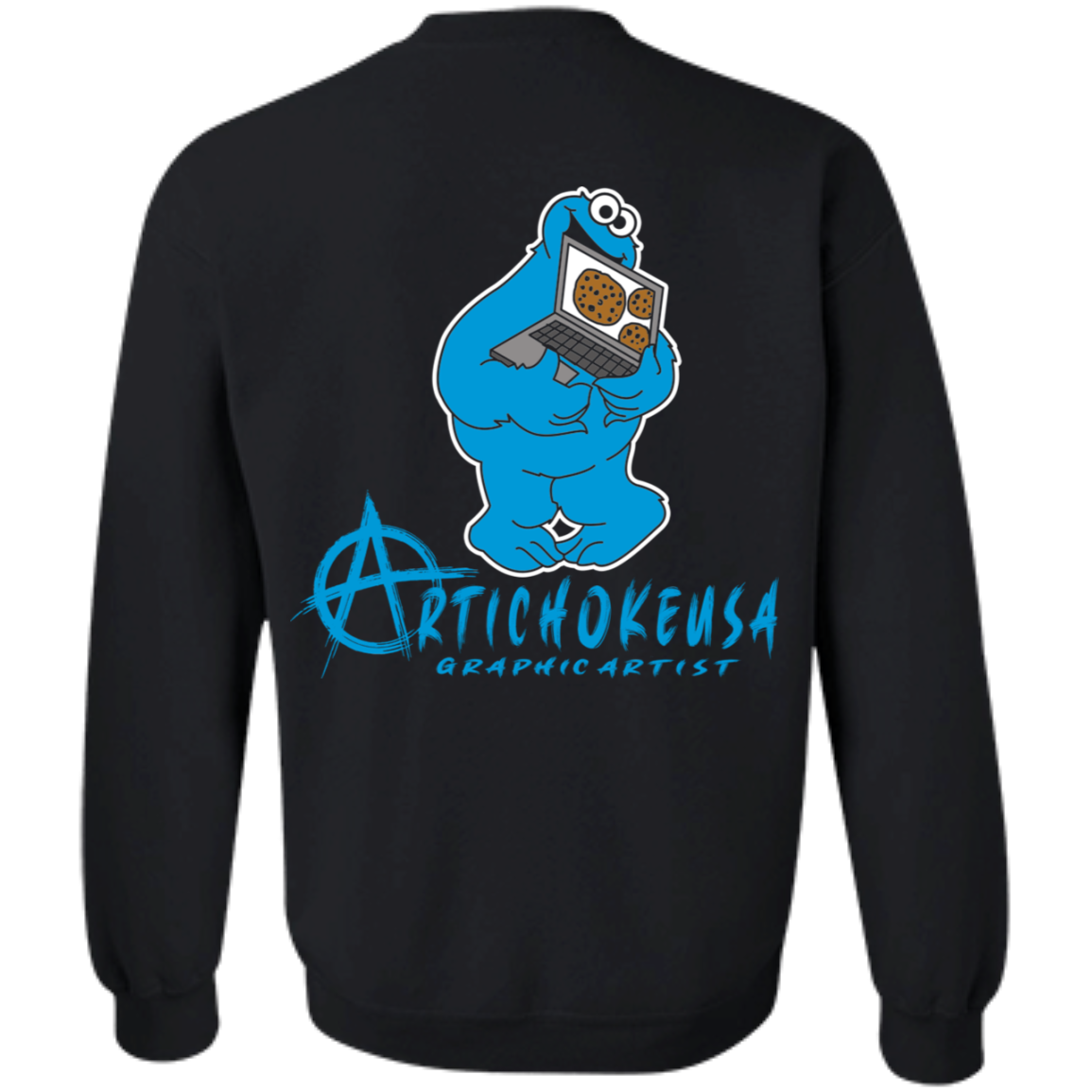ArtichokeUSA Custom Design #55. DelEATing Cookes. IT humor. Cookie Monster Parody. Crewneck Pullover Sweatshirt