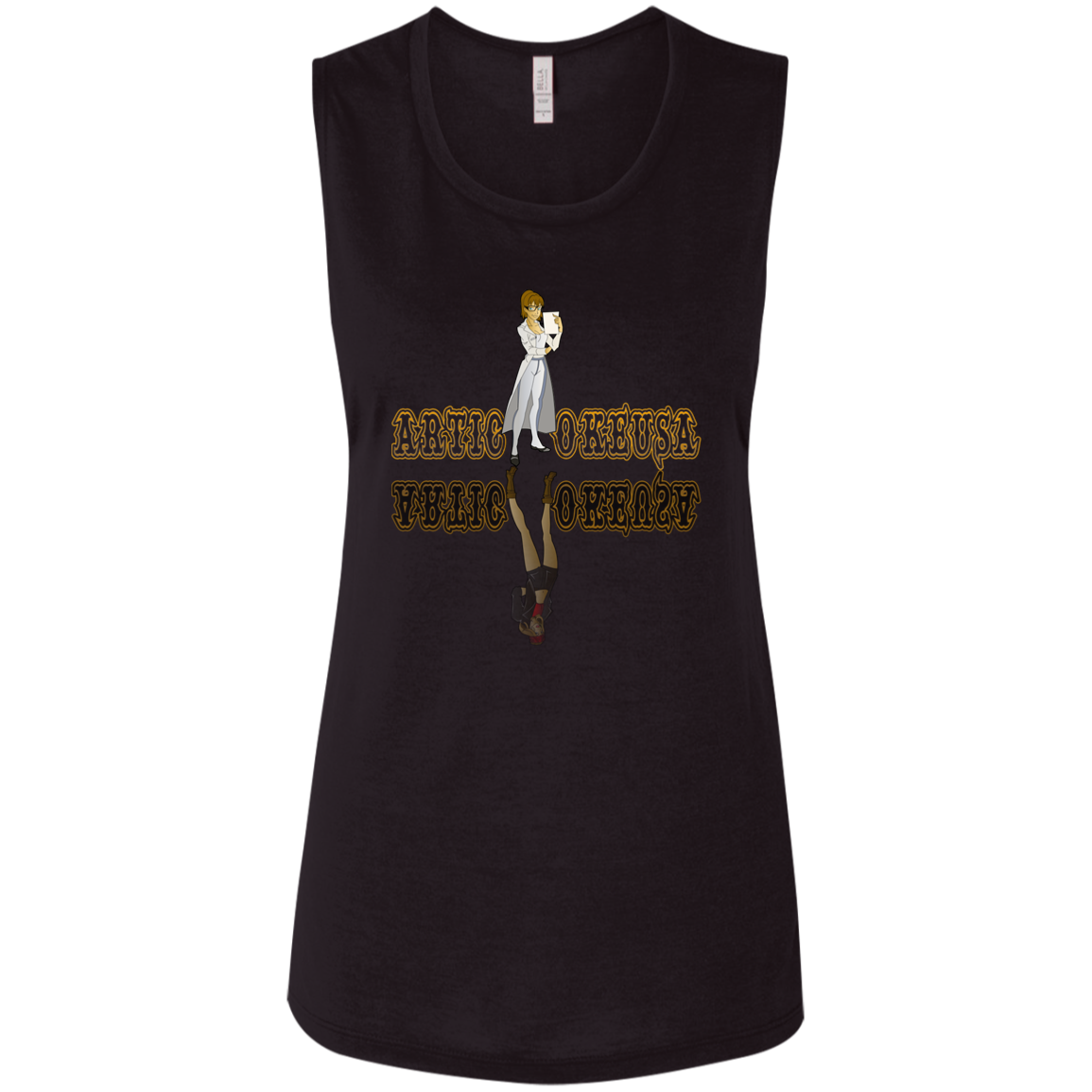 ArtichokeUSA Custom Design. Façade: (Noun) A false appearance that makes someone or something seem more pleasant or better than they really are. Ladies' Flowy Muscle Tank