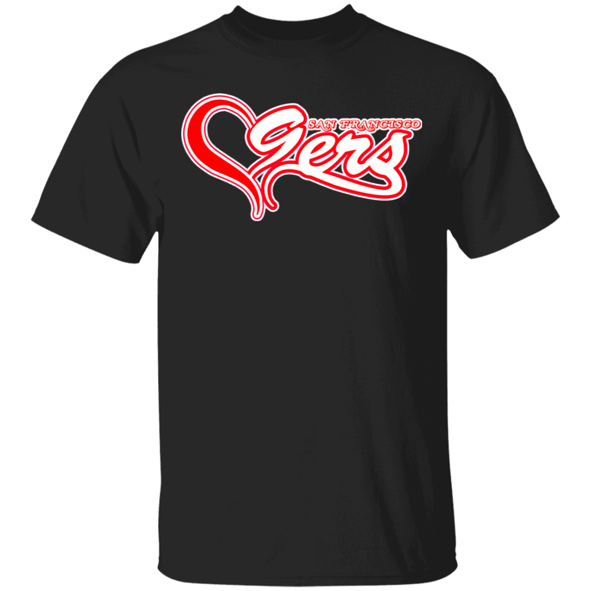 ArtichokeUSA Custom Design #50. 9ers Love. SF 49ers Fan Art. Let's Make Your Own Custom Team Shirt. Basic 100% Cotton T-Shirt