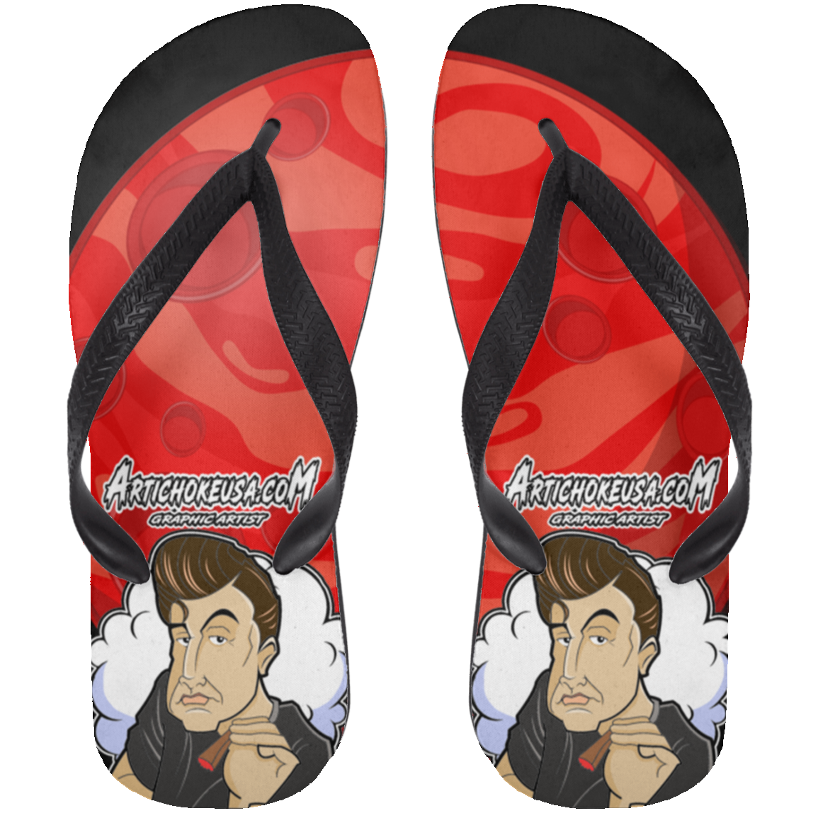 ArtichokeUSA Custom Design. Innovation. Elon Musk Parody Fan Art. Adult Flip Flops