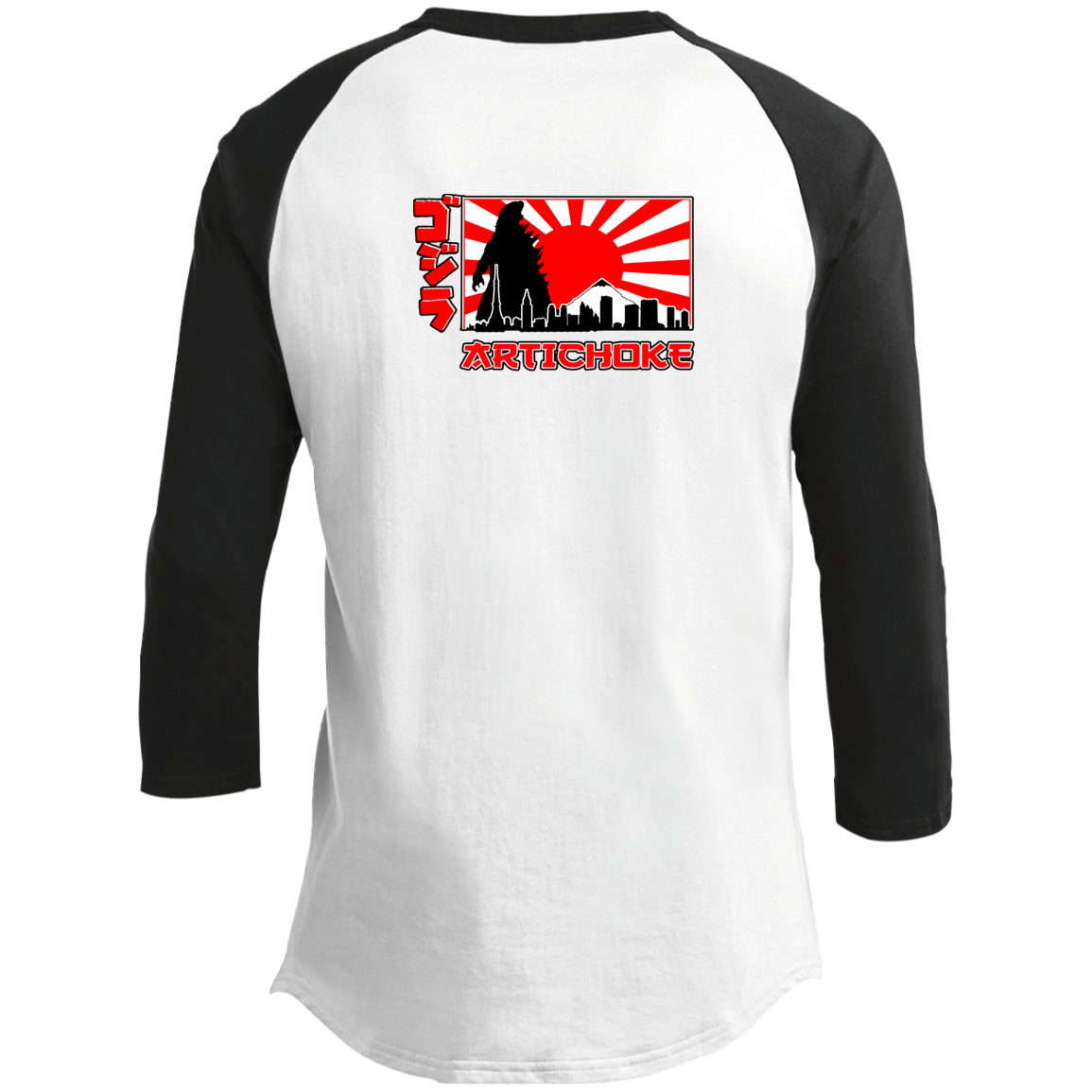 ArtichokeUSA Custom Design. Fan Art Mechagodzilla/Godzilla. Youth 3/4 Raglan Sleeve Shirt