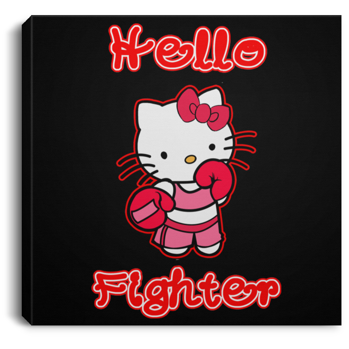 Artichoke Fight Gear Custom Design #13. Hello Fightter. Hello Kitty Parody. MMA. Square Canvas .75in Frame