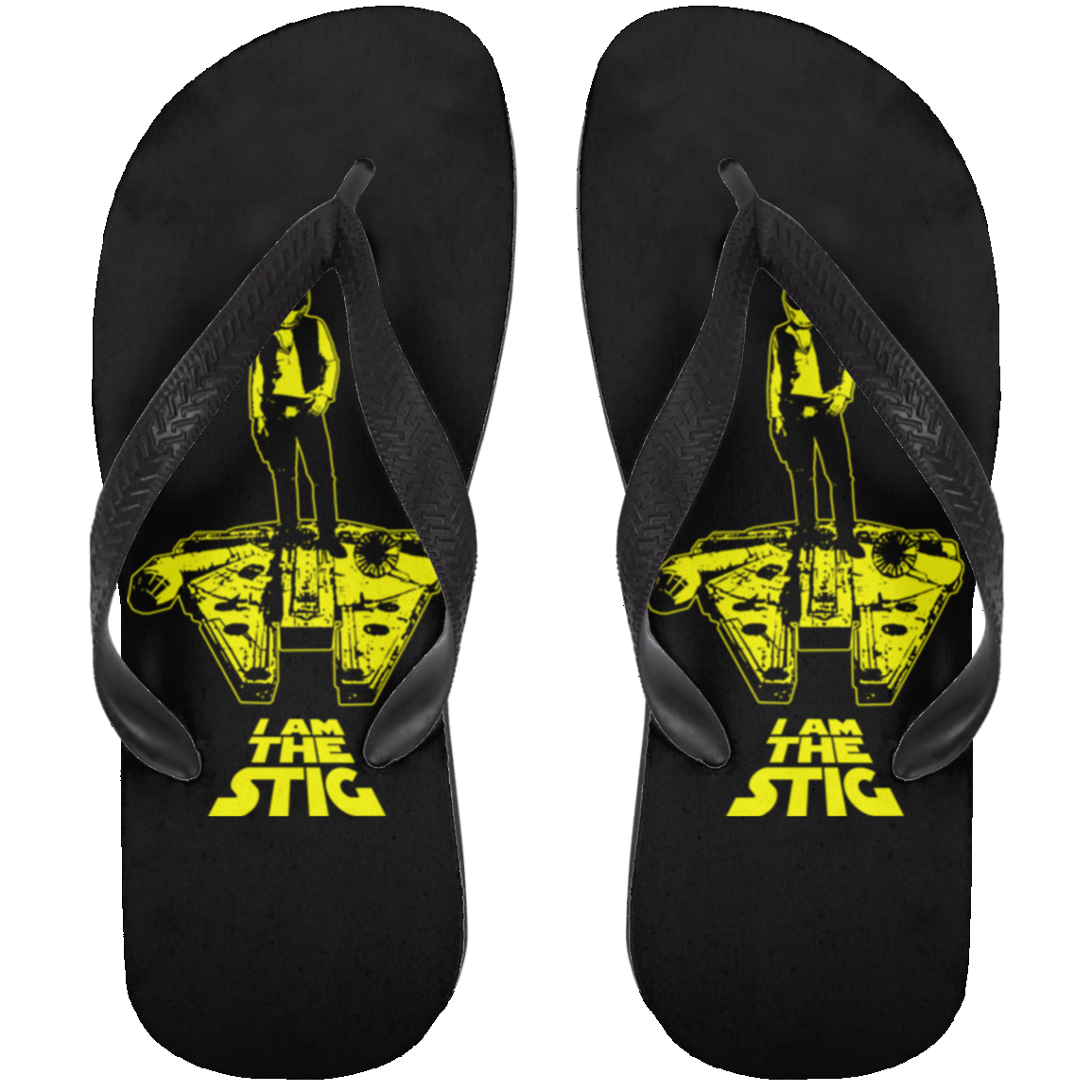 ArtichokeUSA Custom Design. I am the Stig. Han Solo / The Stig Fan Art. Adult Flip Flops
