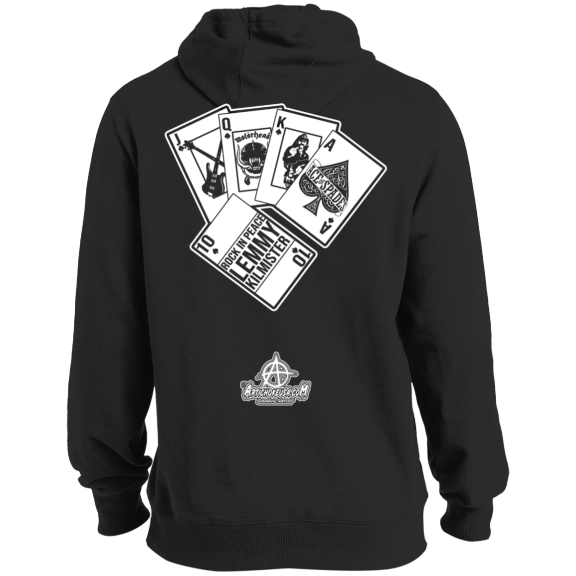 ArtichokeUSA Custom Design. Lemmy Kilmister "Ace of Spades" Tribute Fan Art Version 2 of 2. Tall Pullover Hoodie