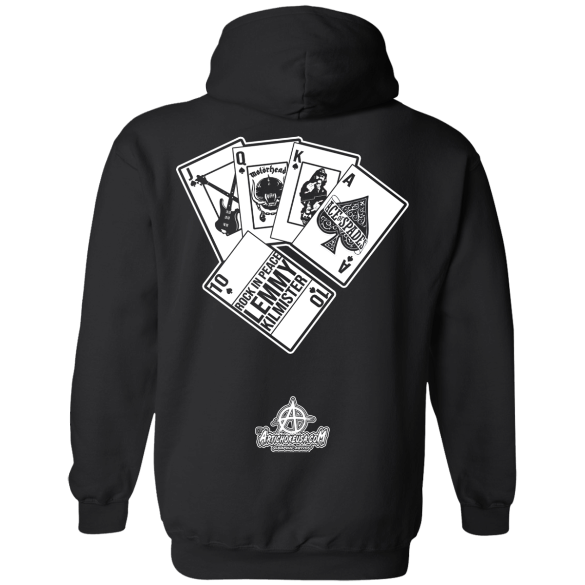 ArtichokeUSA Custom Design. Lemmy Kilmister "Ace of Spades" Tribute Fan Art Version 2 of 2. Pullover Hoodie