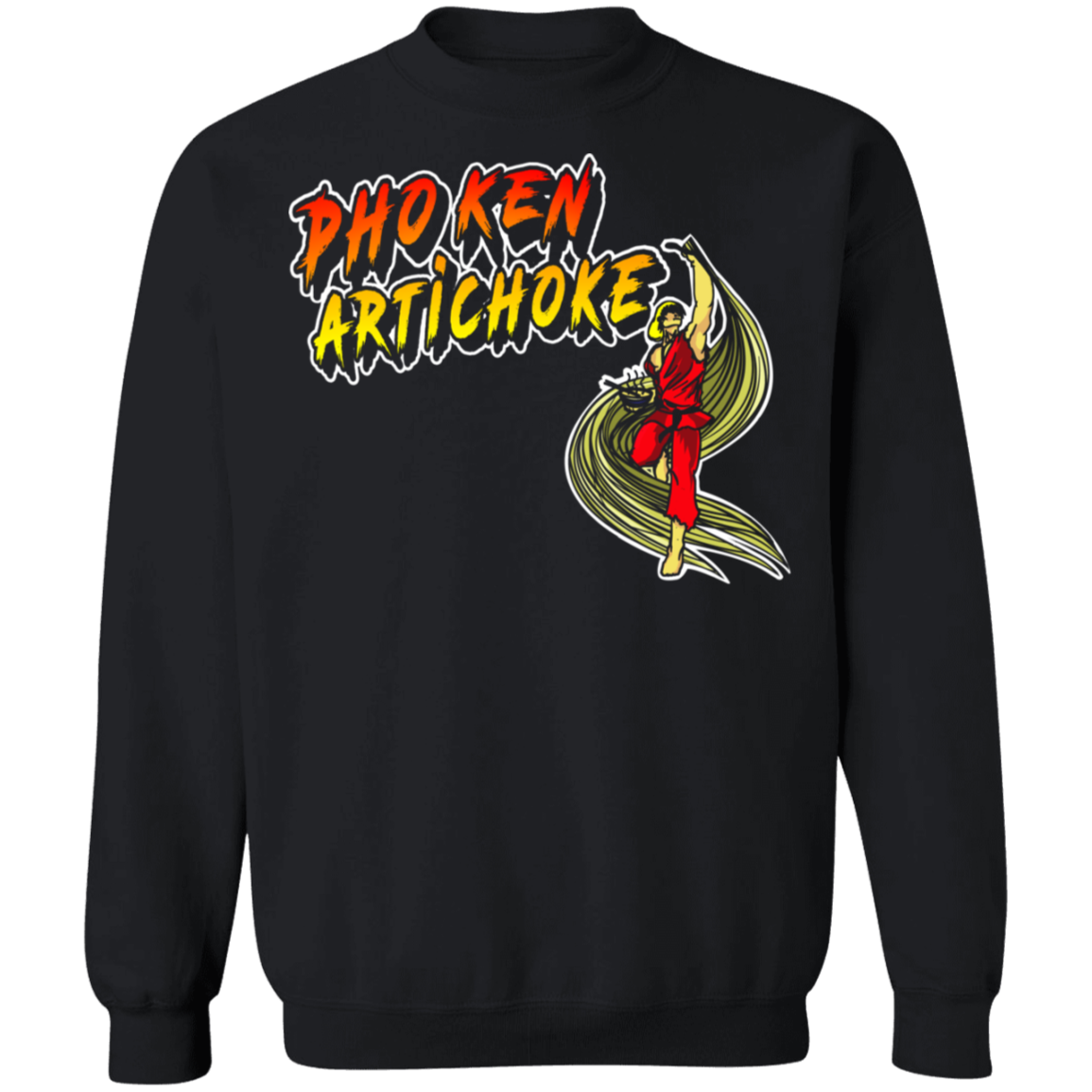 ArtichokeUSA Custom Design. Pho Ken Artichoke. Street Fighter Parody. Gaming. Crewneck Pullover Sweatshirt