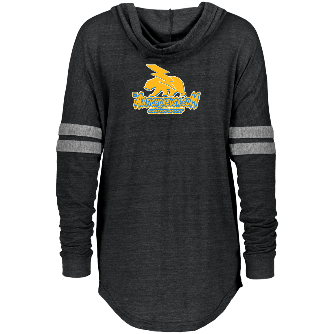 ArtichokeUSA Custom Design. Los Angeles Chargers Fan Art. Ladies Hooded Low Key Pullover