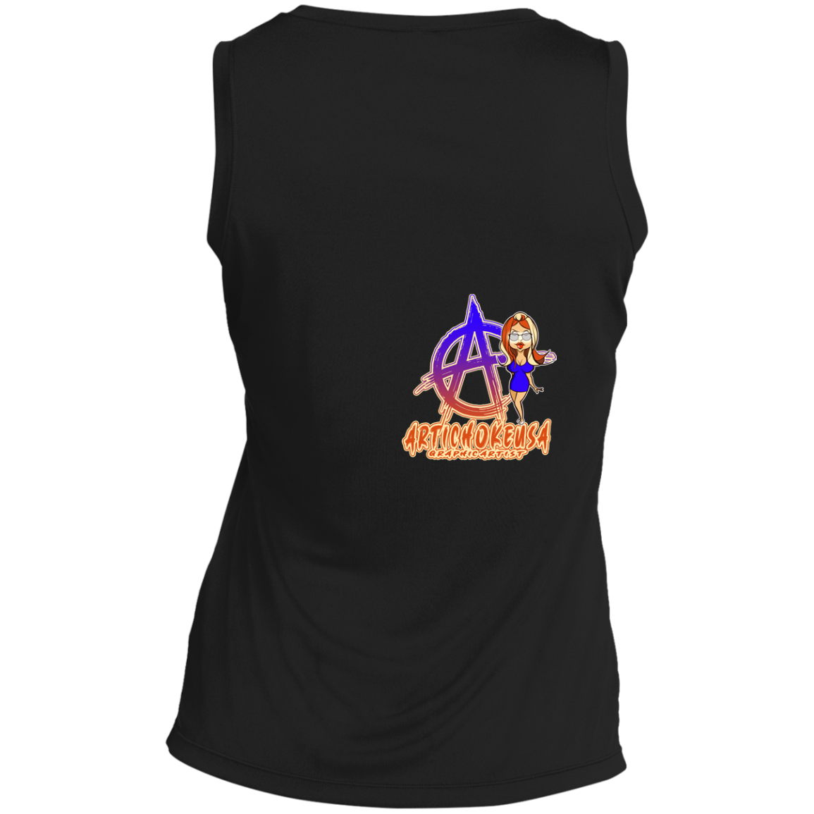 ArtichokeUSA Character and Font Design. Let’s Create Your Own Design Today. Blue Girl. Ladies' Sleeveless V-Neck