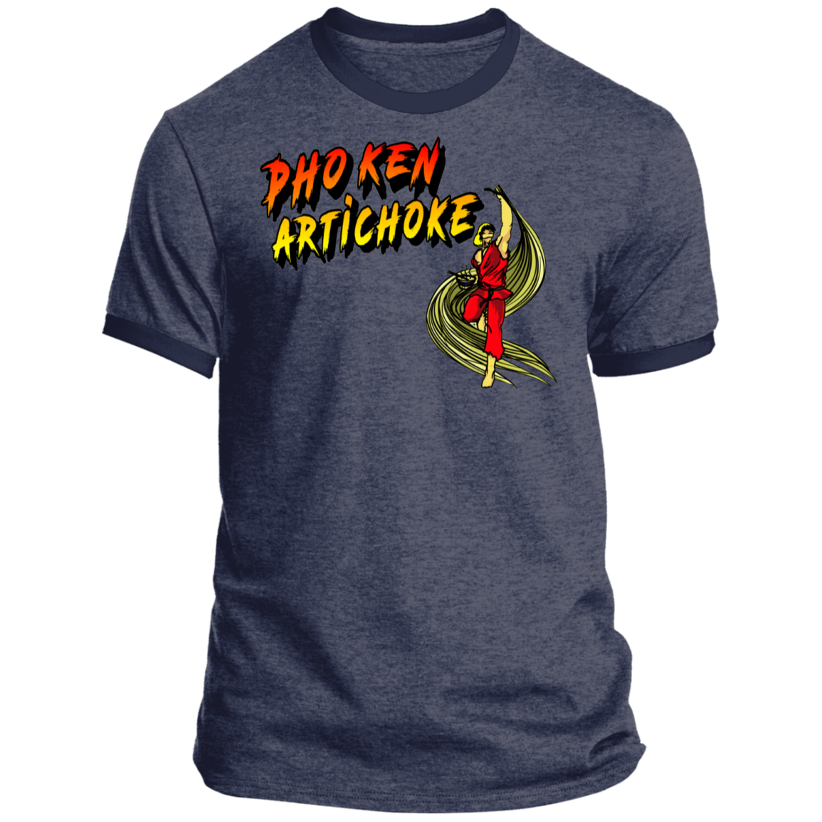 ArtichokeUSA Custom Design. Pho Ken Artichoke. Street Fighter Parody. Gaming. Ringer Tee