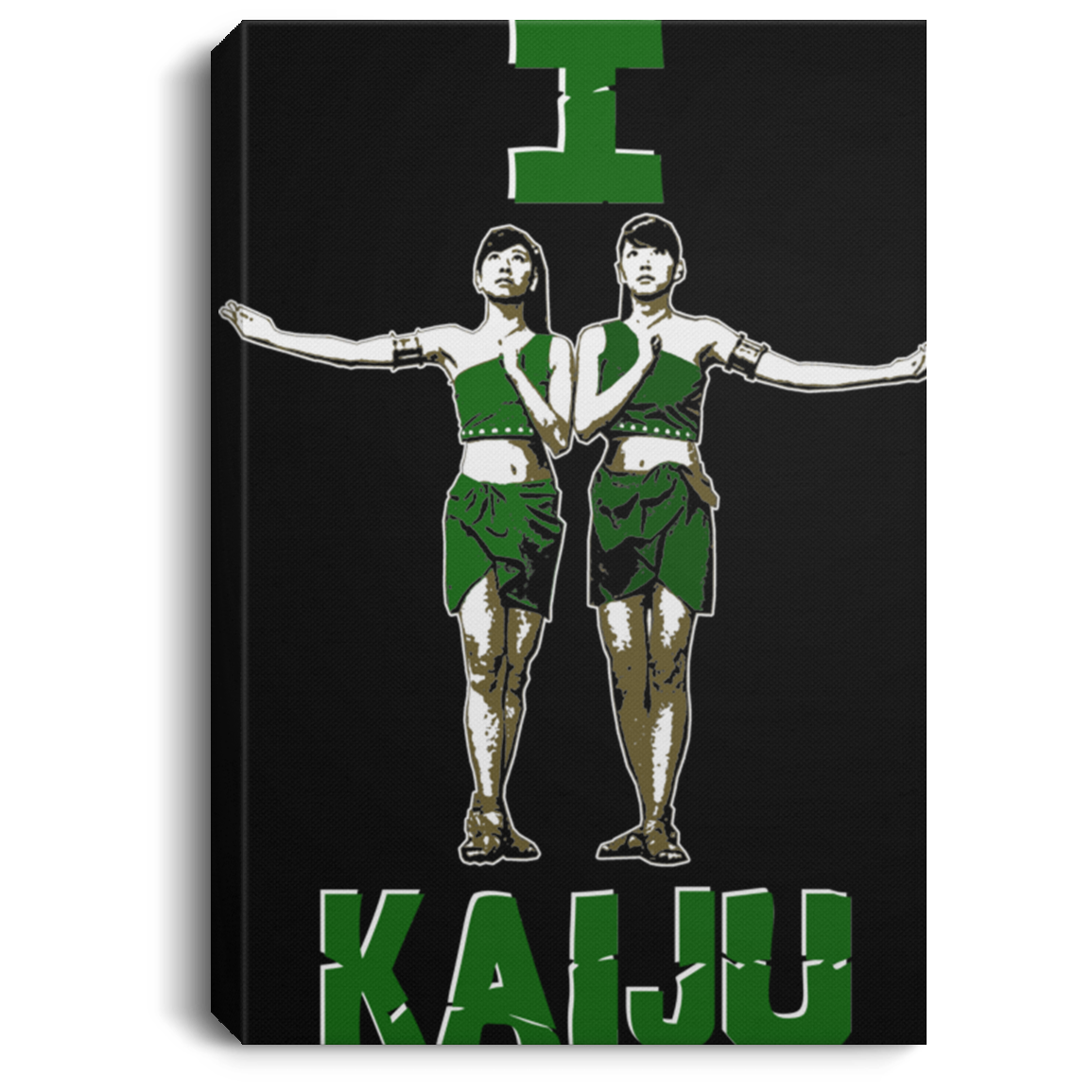 ArtichokeUSA Custom Design. I Heart Kaiju. Fan Art. Portrait Canvas .75in Frame