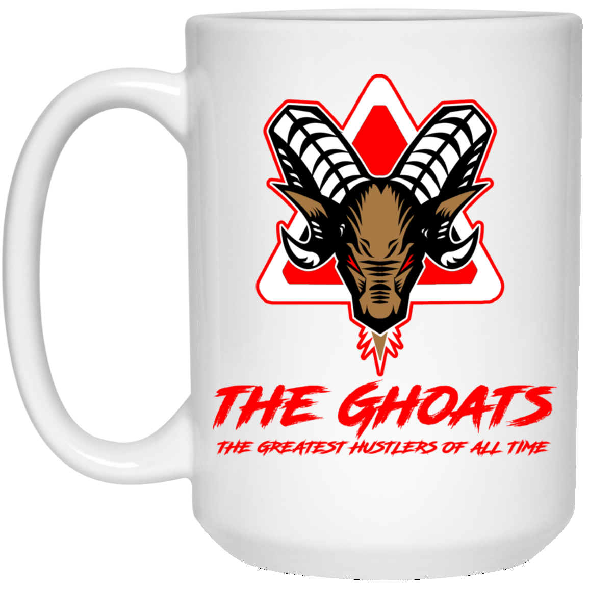 The GHOATS custom design #7. The Best Offence Is A Good Defense. Pool/Billiards. 15 oz. White Mug