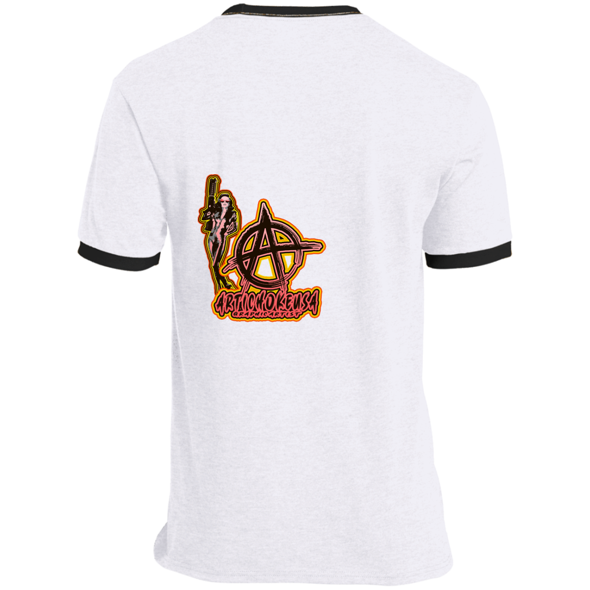 ArtichokeUSA Character and Font design. Let's Create Your Own Team Design Today. Mary Boom Boom. Ringer Tee