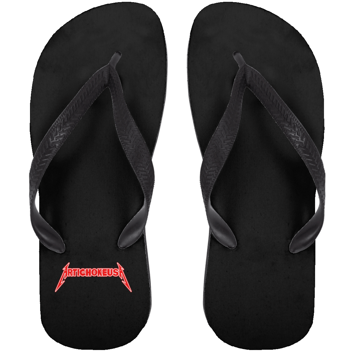 ArtichokeUSA Custom Design. Metallica Style Logo. Let's Make One For Your Project. Adult Flip Flops