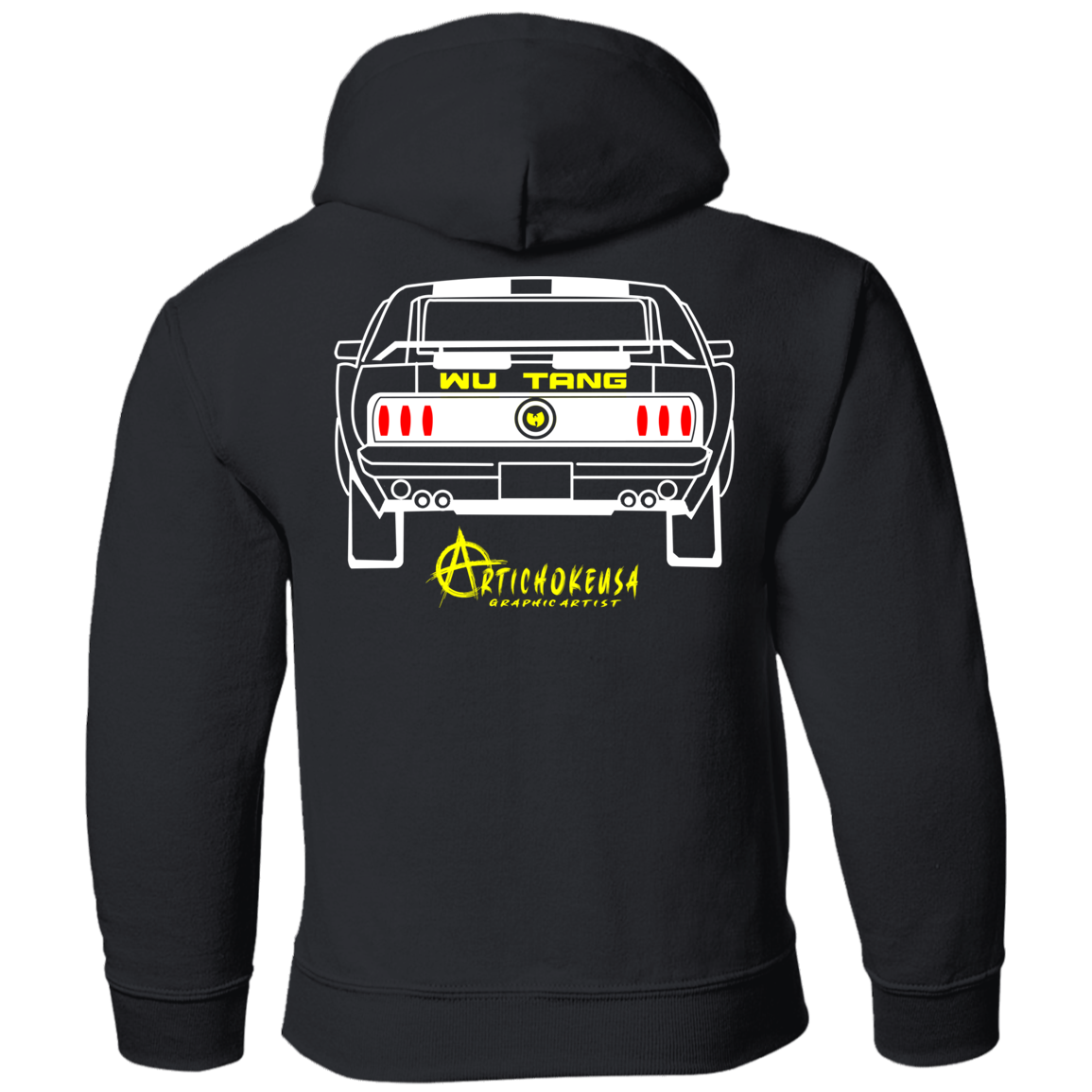 ArtichokeUSA Custom Design. Merican Muscle. Wu-Tang / Mustang Parody. Youth Pullover Hoodie