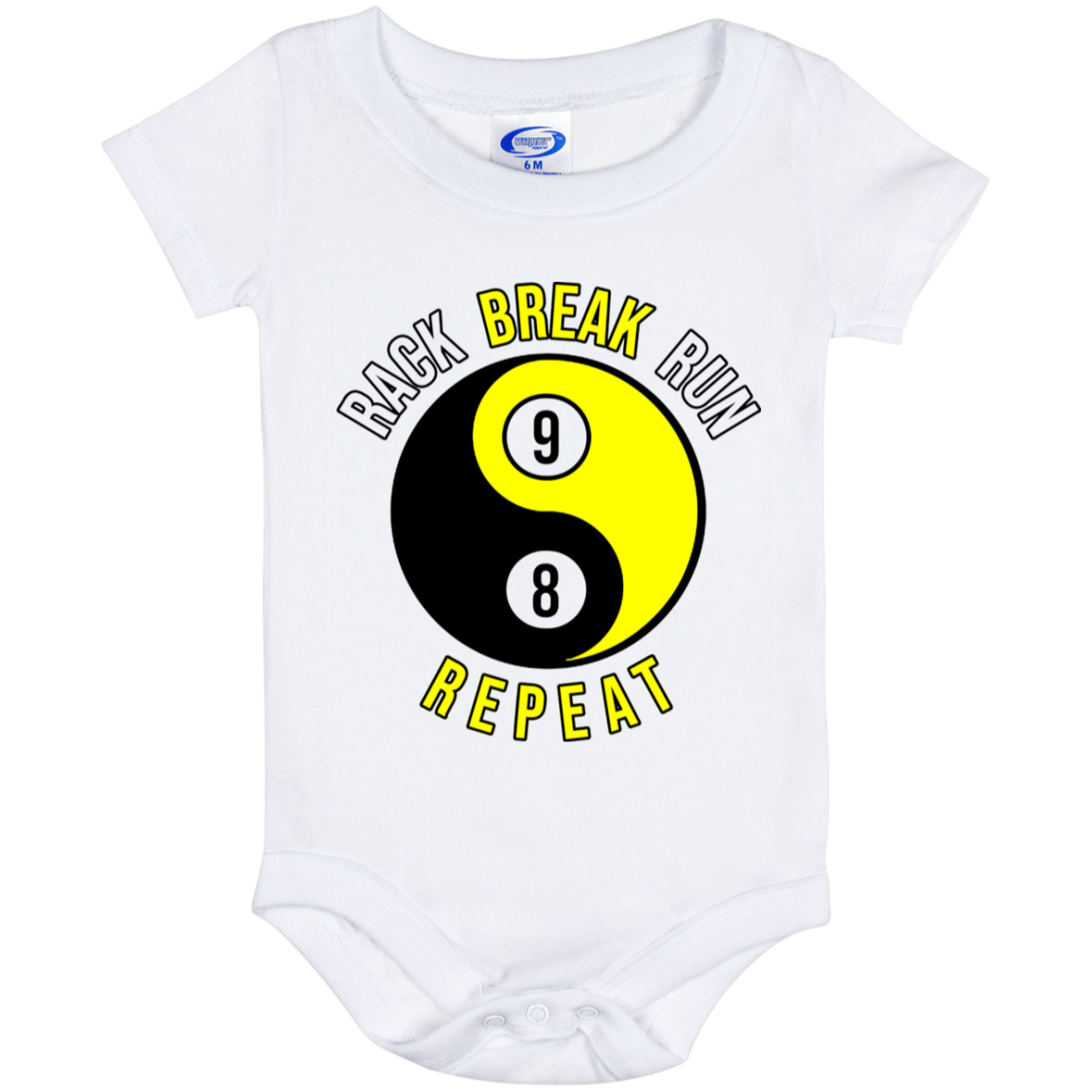 The GHOATS Custom Design #7. Rack Break Run Repeat. Ying Yang. Baby Onesie 6 Month