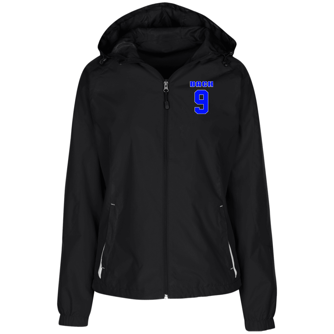 OPG Custom Design #17. Back 9. Ladies' Jersey-Lined Hooded Windbreaker