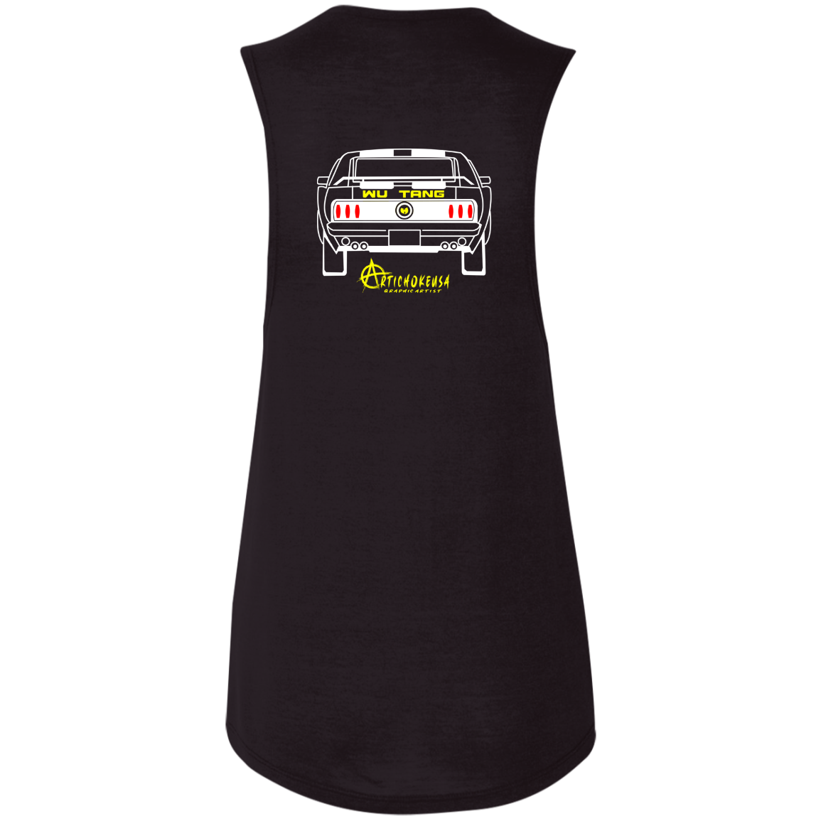 ArtichokeUSA Custom Design. Merican Muscle. Wu-Tang / Mustang Parody. Ladies' Flowy Muscle Tank