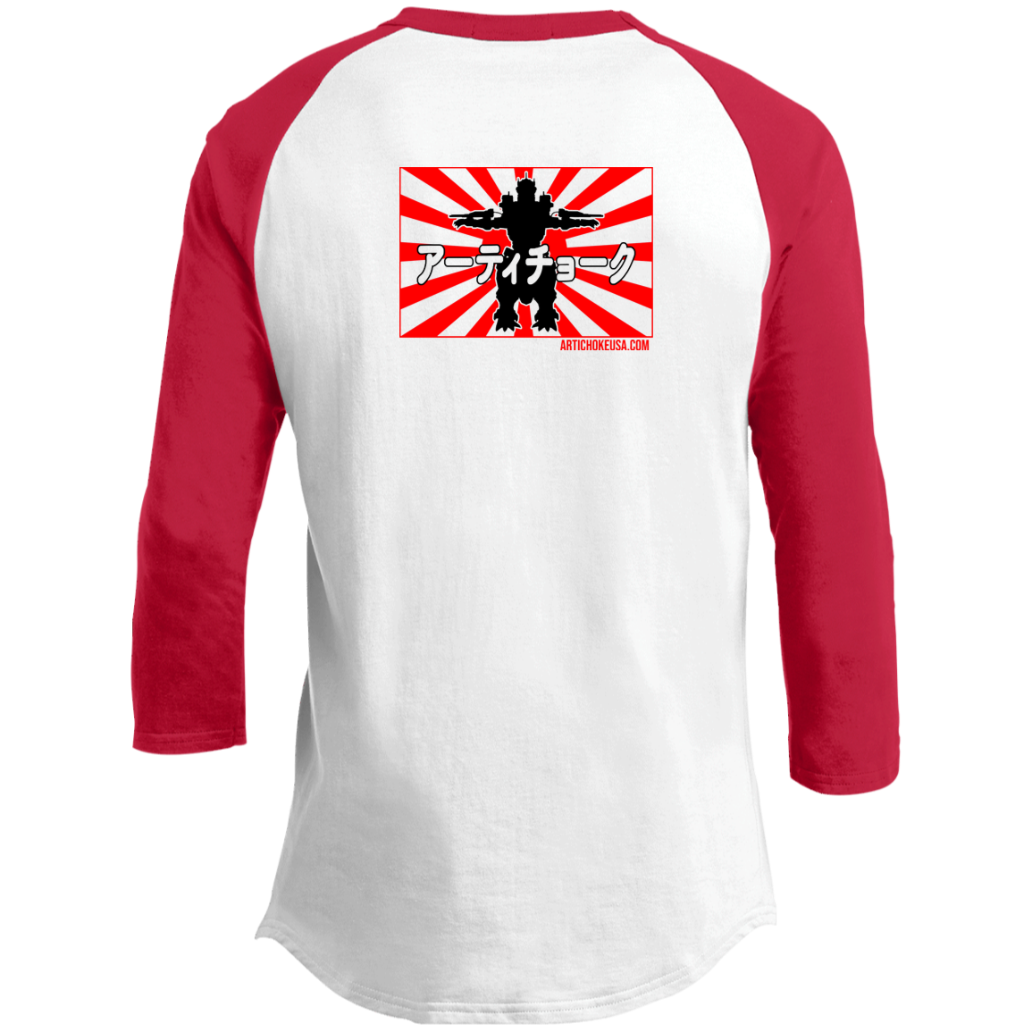 ArtichokeUSA Custom Design. Fan Art Godzilla/Mecha Godzilla. Men's 3/4 Raglan Sleeve Shirt