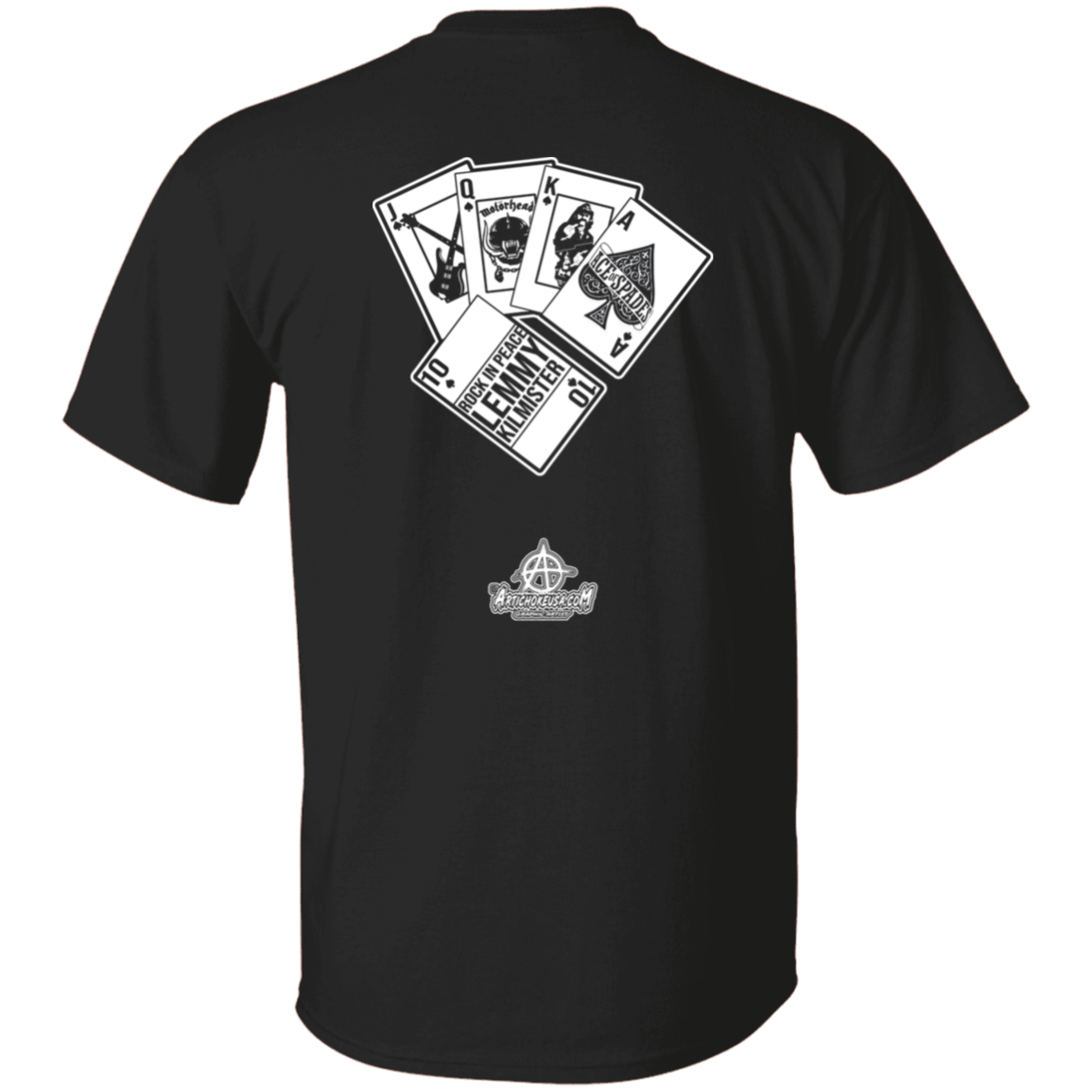 ArtichokeUSA Custom Design. Motorhead's Lemmy Kilmister's Favorite Video Poker Machine. Rock in Peace! 5.3 oz. T-Shirt