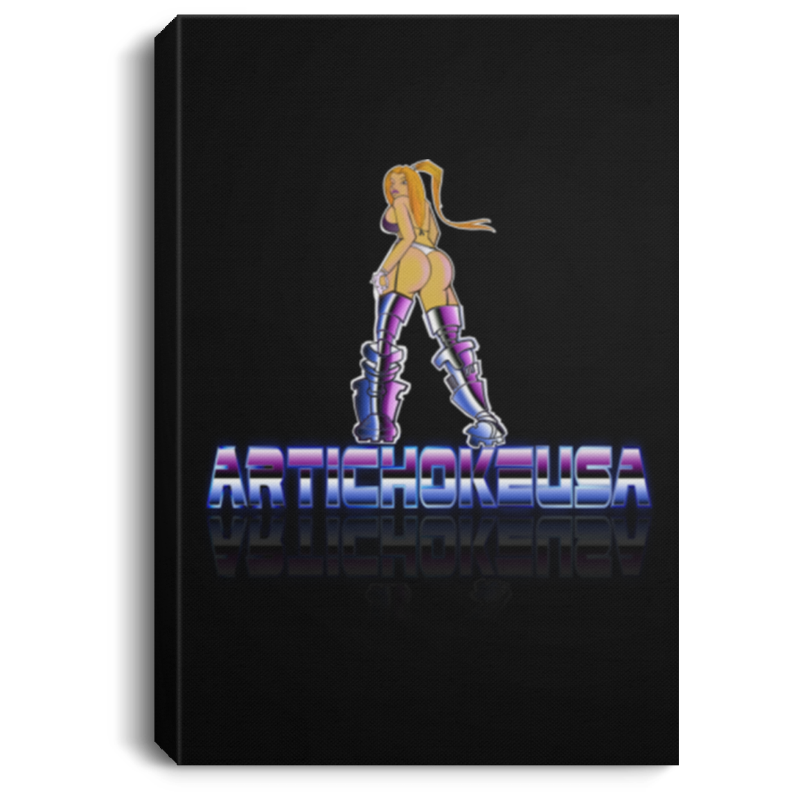 ArtichokeUSA Character and Font design. Let's Create Your Own Team Design Today. Dama de Croma. Portrait Canvas .75in Frame