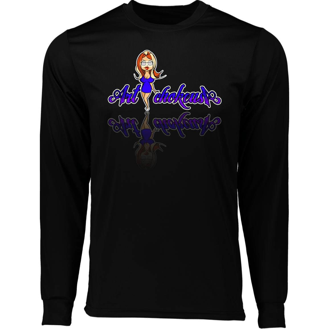 ArtichokeUSA Character and Font Design. Let’s Create Your Own Design Today. Blue Girl. Long Sleeve Moisture-Wicking Tee