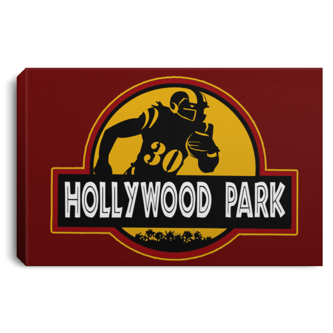 ArtichokeUSA Custom Design. LA Ram's Todd Gurley Jurassic Park Fan Art / Parody. Landscape Canvas .75in Frame