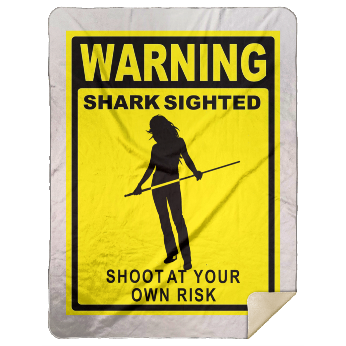 The GHOATS custom design #36. Shark Sighted. Female Pool Shark. Shoot At Your Own Risk. Pool / Billiards. Premium Mink Sherpa Blanket 60x80
