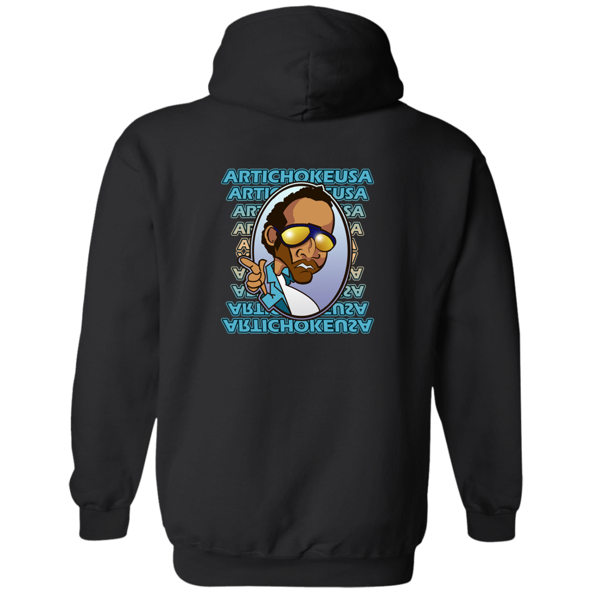 ArtichokeUSA Character and Font design. Let's Create Your Own Team Design Today. My first client Charles. Zip Up Hooded Sweatshirt