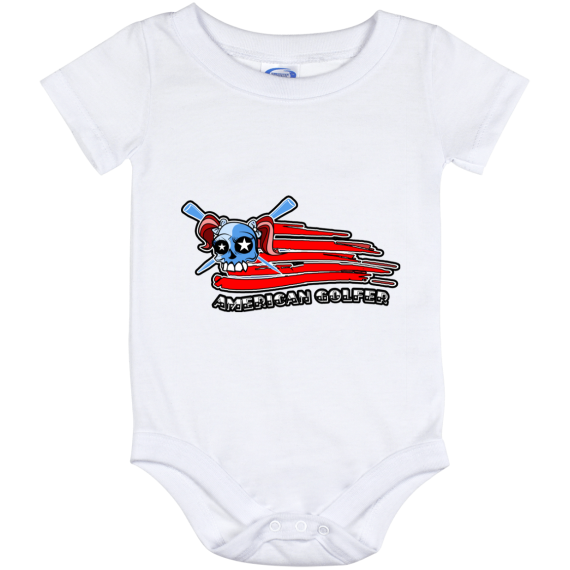 OPG Custom Design #12 American Golfer. Female Edition. Baby Onesie 12 Month