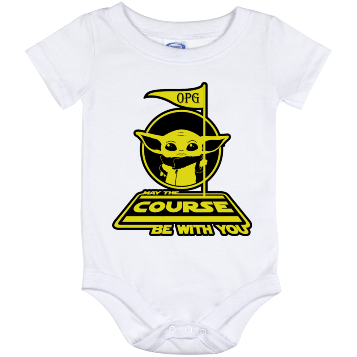 OPG Custom Design #21. May the course be with you. Star Wars Parody and Fan Art. Baby Onesie 12 Month