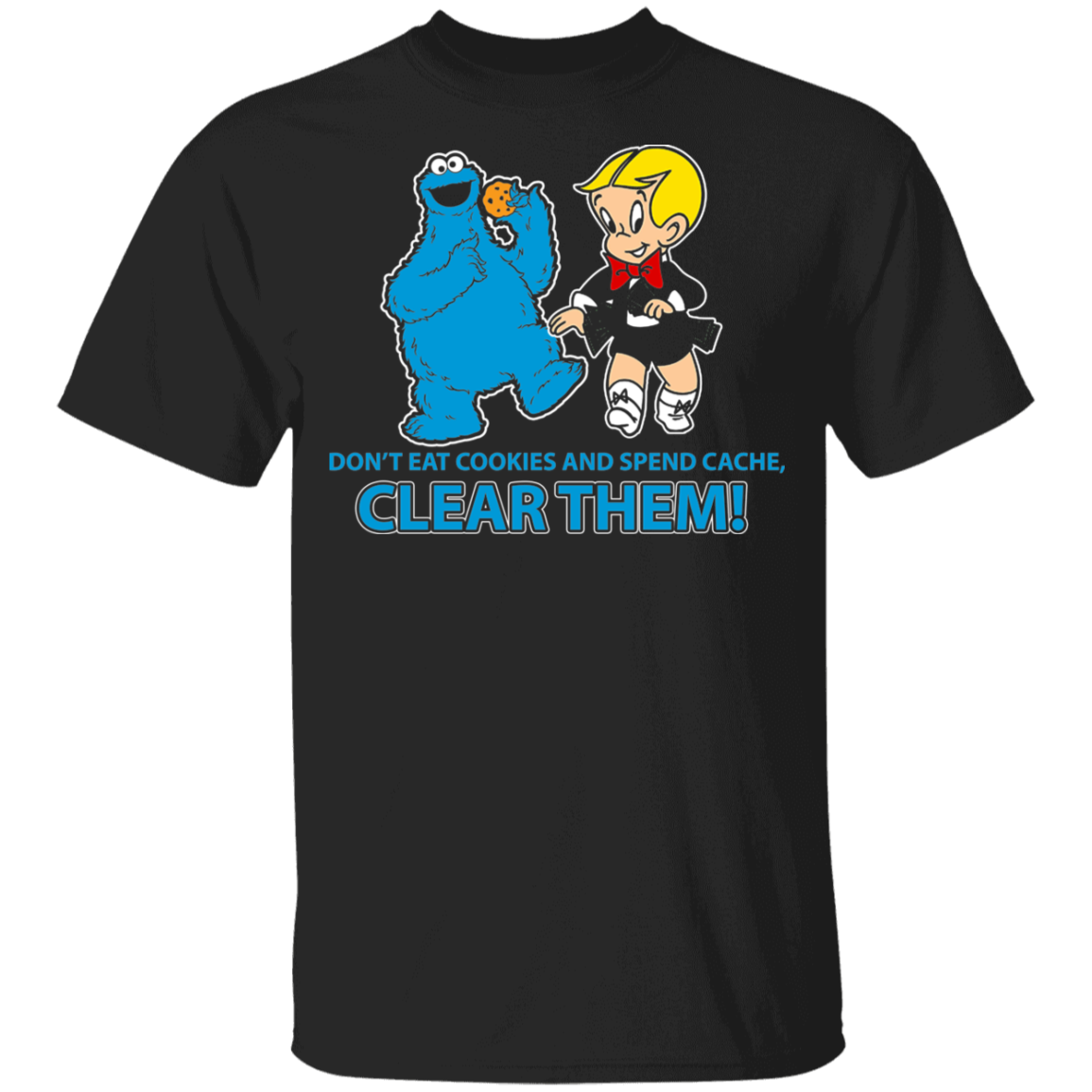 ArtichokeUSA Custom Design. Don't Eat Cookies And Spend Cache! Delete Them! Cookie Monster and Richie Rich Fan Art/Parody. Youth 5.3 oz 100% Cotton T-Shirt