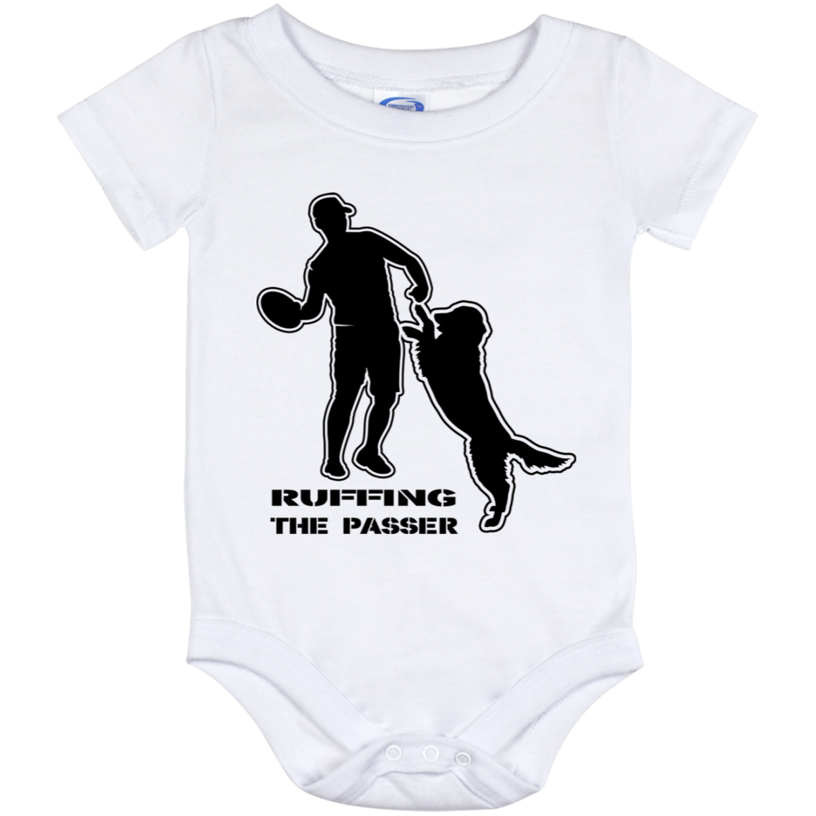 ArtichokeUSA Custom Design. Ruffing the Passer. Golden Lab Edition. Baby Onesie 12 Month