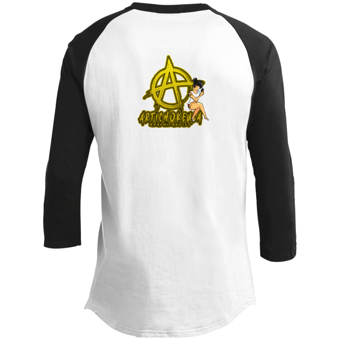 ArtichokeUSA Character and Font Design. Let’s Create Your Own Design Today. Betty. Men's 3/4 Raglan Sleeve Shirt