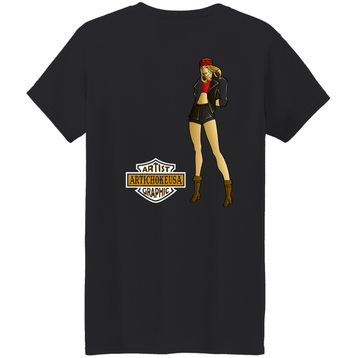 ArtichokeUSA Custom Design. Façade: (Noun) A false appearance that makes someone or something seem more pleasant or better than they really are. Ladies' 5.3 oz. T-Shirt