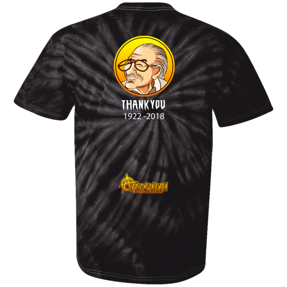 ArtichokeUSA Character and Font design. Stan Lee Thank You Fan Art. Let's Create Your Own Design Today. 100% Cotton Tie Dye T-Shirt