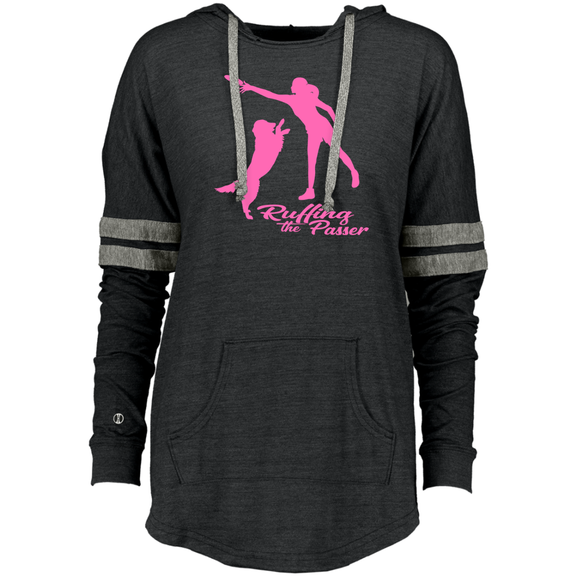 ArtichokeUSA Custom Design. Ruffing the Passer. Labrador Edition. Female Version. Ladies Hooded Low Key Pullover