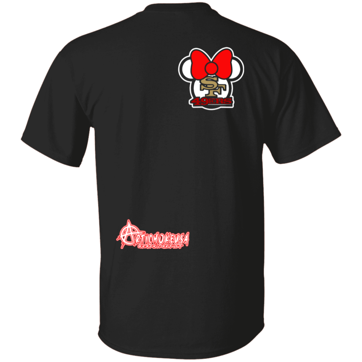 ArtichokeUSA Custom Design #51. These are a few of my favorite things. SF 49ers/Hello Kitty/Mickey Mouse Fan Art. Basic 100% Cotton T-Shirt