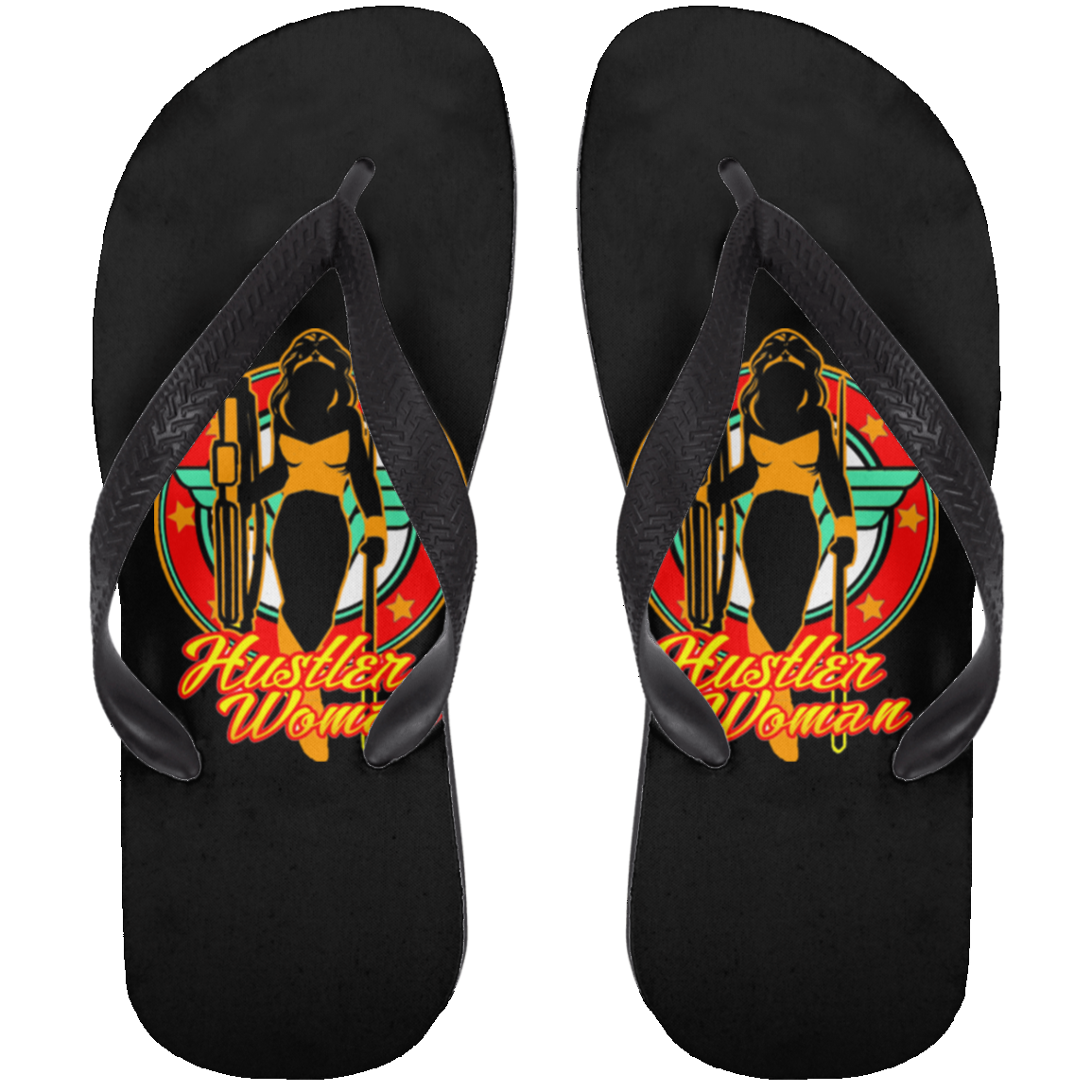 The GHOATS Custom Design #15. Hustler Woman. Adult Flip Flops