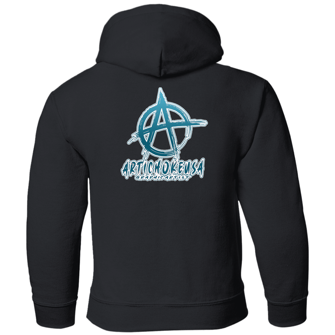 ArtichokeUSA Character and Font design. Let's Create Your Own Team Design Today. My first client Charles. Youth Hoodie