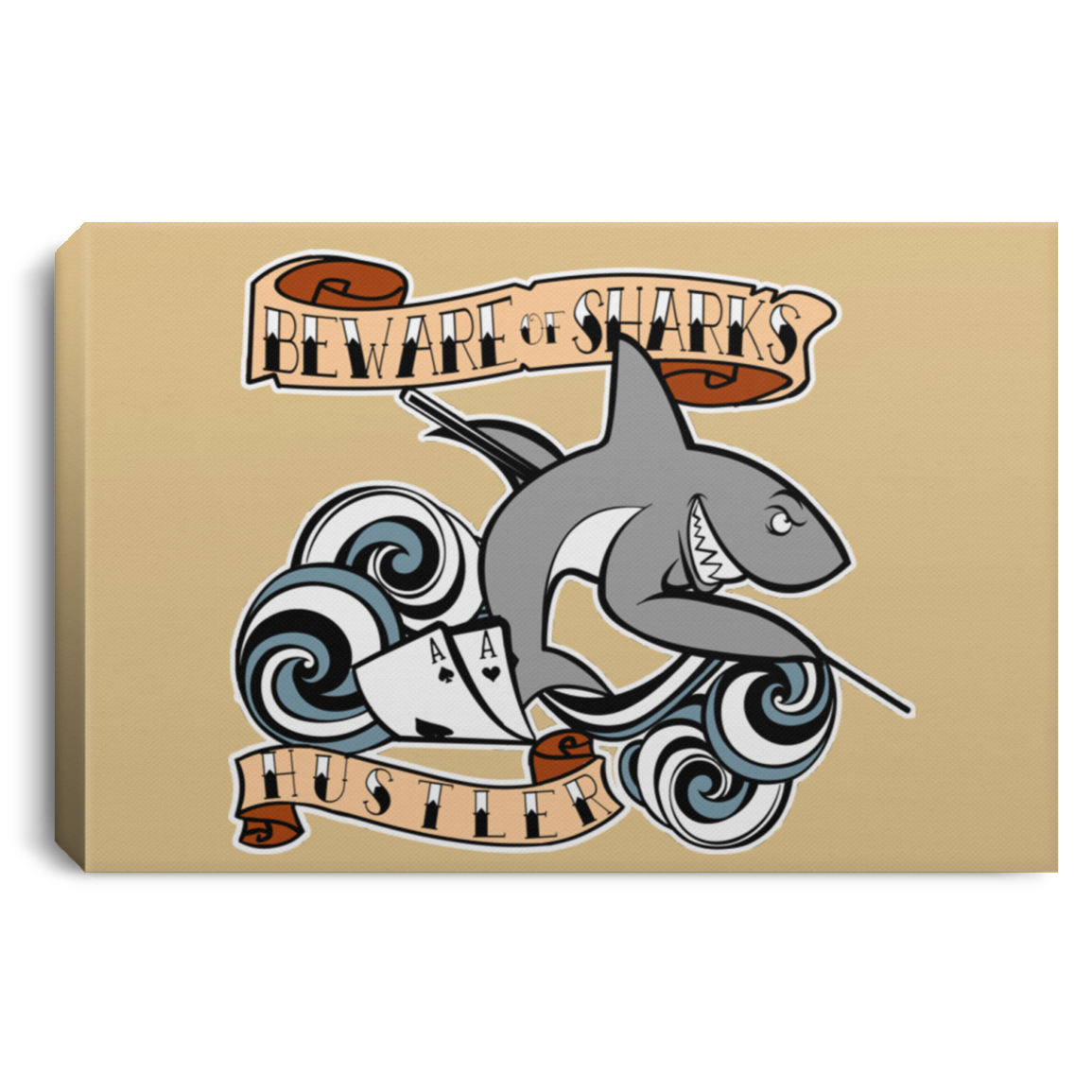 The GHOATS custom design #4. Beware of Sharks. Deisgned for my Dad, the best Pool and Card Shark out there. Let's create something for someone you know. Pool/Billiards. Landscape Canvas .75in Frame