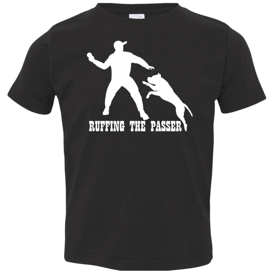 ArtichokeUSA Custom Design. Ruffing the Passer. Pitbull Edition. Male Version. Toddler Jersey T-Shirt