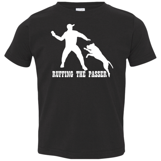 ArtichokeUSA Custom Design. Ruffing the Passer. Pitbull Edition. Male Version. Toddler Jersey T-Shirt