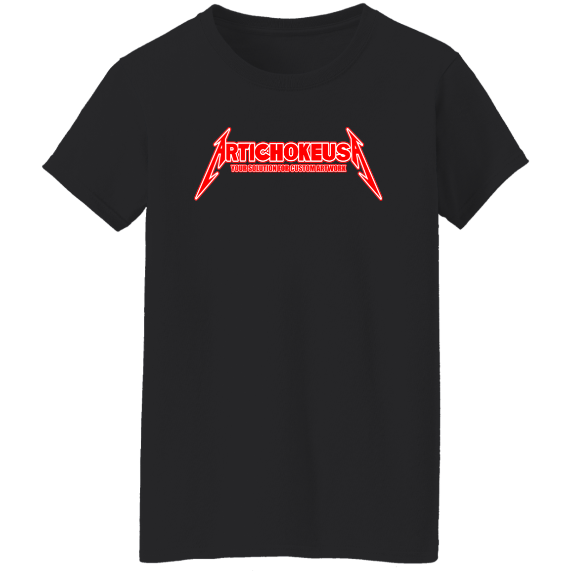 ArtichokeUSA Custom Design. Metallica Style Logo. Let's Make One For Your Project. Ladies' 5.3 oz. T-Shirt