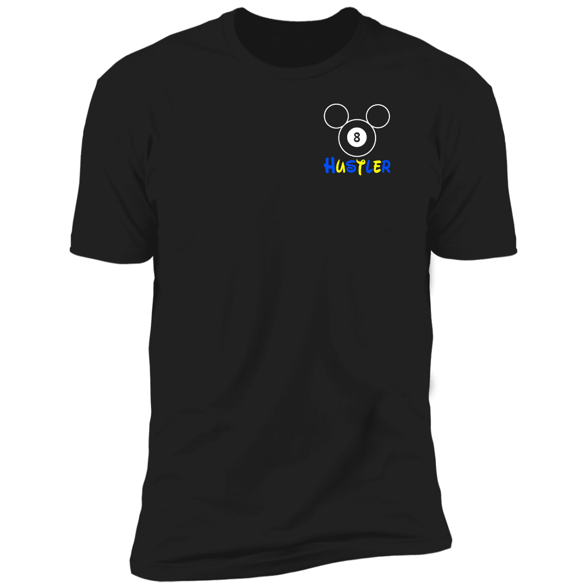 The GHOATS Custom Design #20. Look at the back. Hustle Mouse. Mickey Mouse Fan Art. Next Level Ultra Soft Fitted T-Shirt