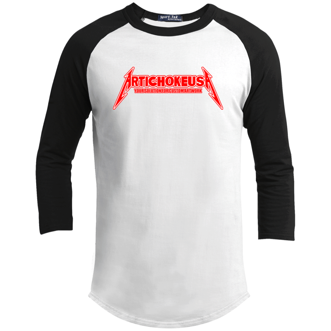 ArtichokeUSA Custom Design. Metallica Style Logo. Let's Make One For Your Project. Youth 3/4 Raglan Sleeve Shirt