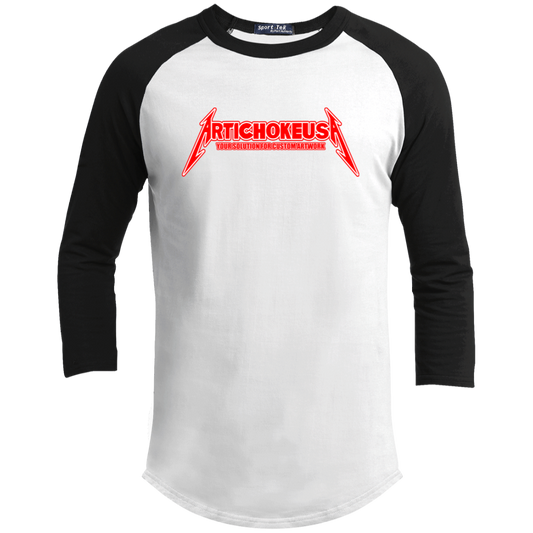 ArtichokeUSA Custom Design. Metallica Style Logo. Let's Make One For Your Project. Youth 3/4 Raglan Sleeve Shirt